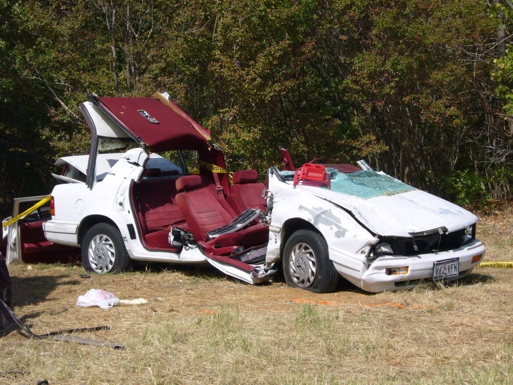 totaled car accident on I-17 in Arizona after a high-speed hit and run accident